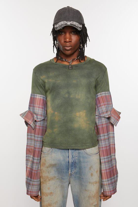 (image for) Popular T-shirt constructed flannel sleeves